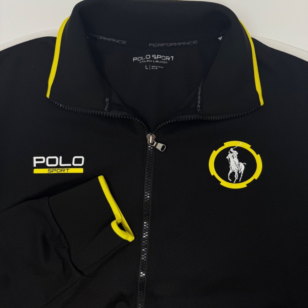Polo Sport Ralph Lauren Mens Large Black Yellow Performance Track Jacket